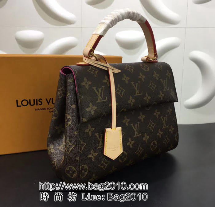 路易威登LV頂級原單M42738玫紅Cluny商務手袋可手提斜跨 YDH1528